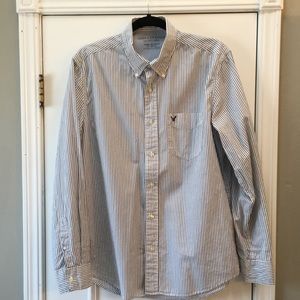 American Eagle navy blue and white stripes